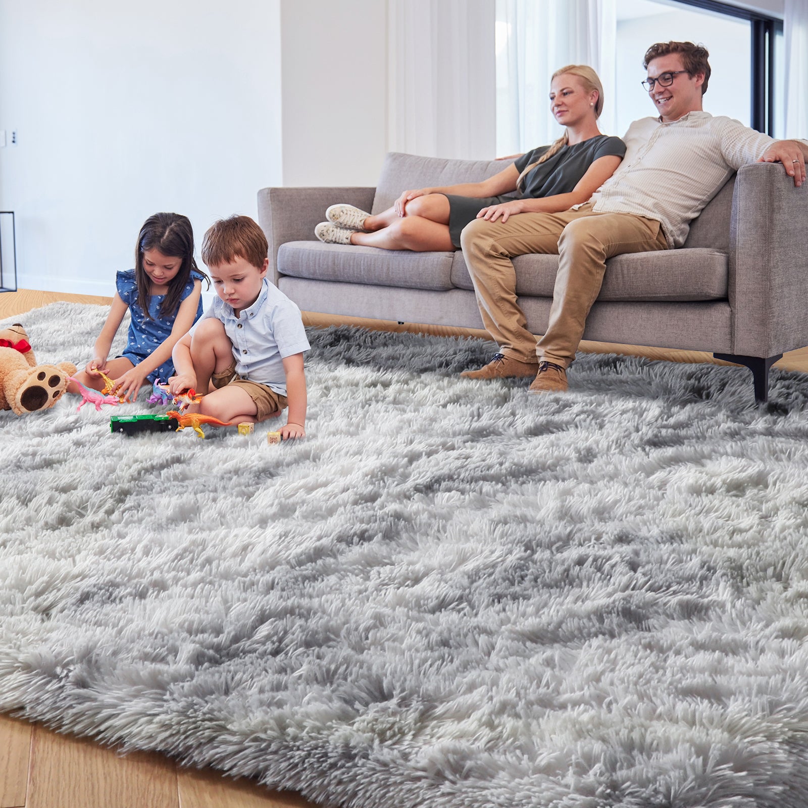 PAGISOFE Dark Grey Large Area Rugs for Living Room Carpet, 8x10 Rug, Big Fluffy Modern Area Rug, Shaggy Indoor Soft Rugs for Playroom, Men, Women, Kids Bedroom Rug, Home Decor, Plush Fuzzy Shag Rug