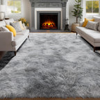 PAGISOFE Dark Grey Large Area Rugs for Living Room Carpet, 8x10 Rug, Big Fluffy Modern Area Rug, Shaggy Indoor Soft Rugs for Playroom, Men, Women, Kids Bedroom Rug, Home Decor, Plush Fuzzy Shag Rug