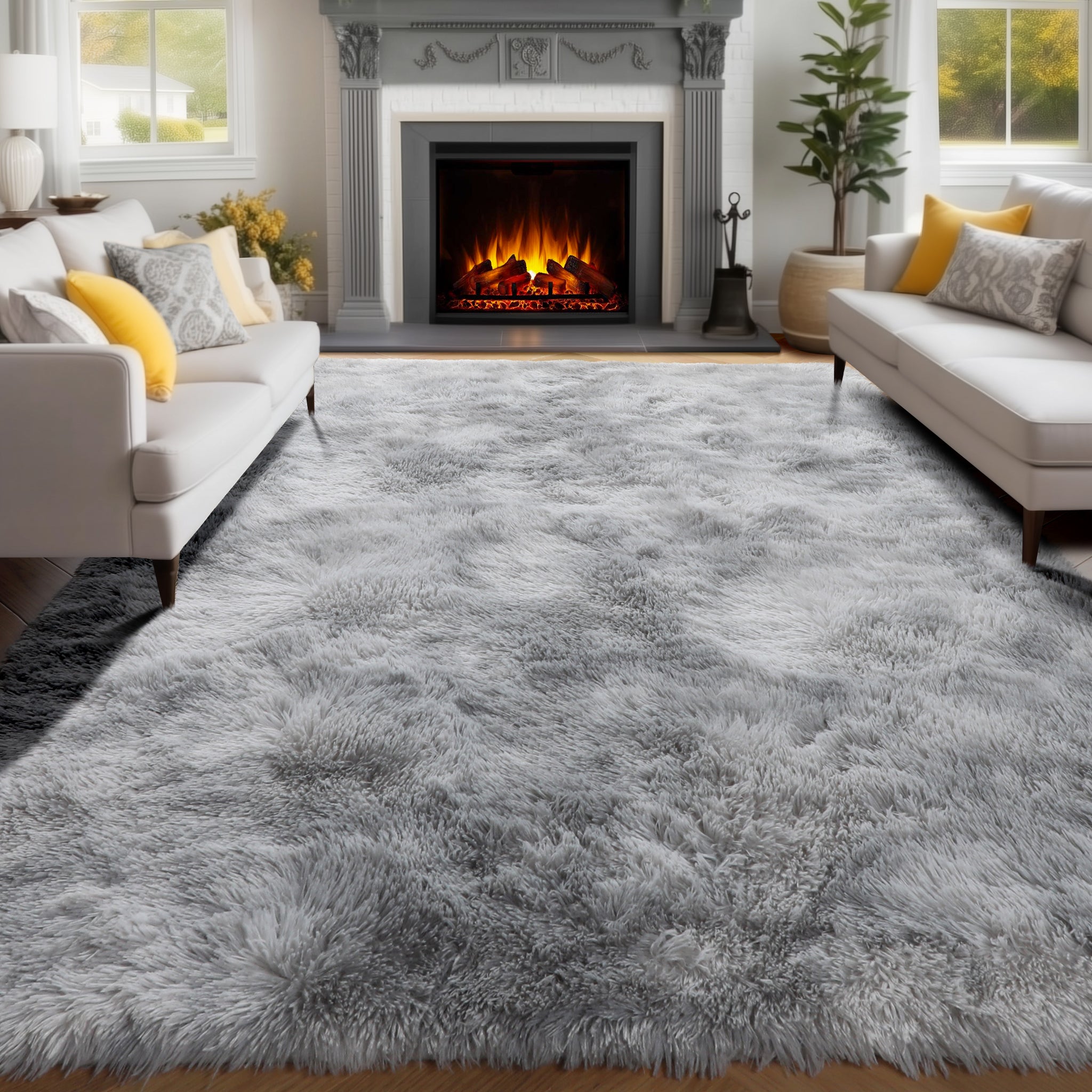 PAGISOFE Dark Grey Large Area Rugs for Living Room Carpet, 8x10 Rug, Big Fluffy Modern Area Rug, Shaggy Indoor Soft Rugs for Playroom, Men, Women, Kids Bedroom Rug, Home Decor, Plush Fuzzy Shag Rug