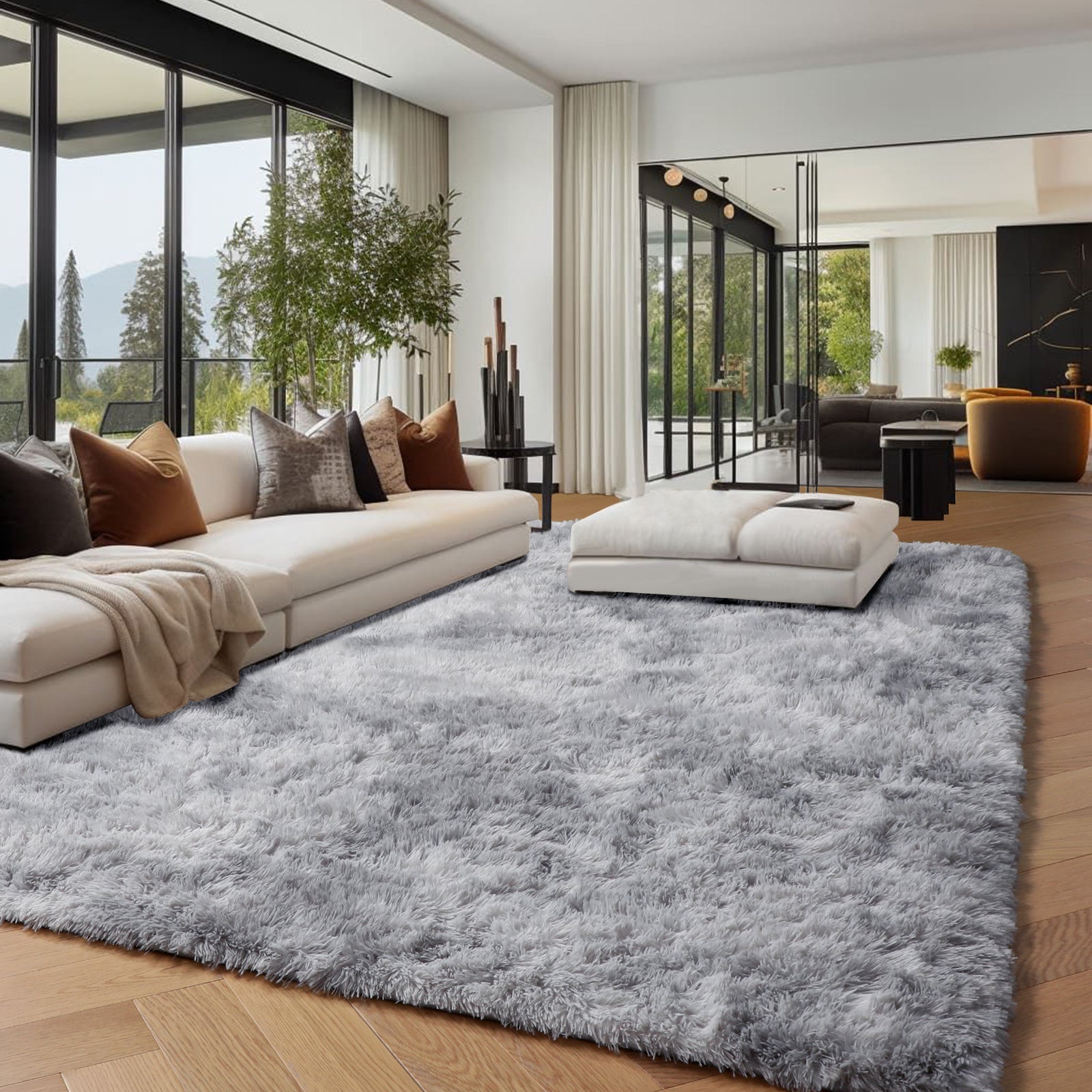 PAGISOFE Dark Grey Large Area Rugs for Living Room Carpet, 8x10 Rug, Big Fluffy Modern Area Rug, Shaggy Indoor Soft Rugs for Playroom, Men, Women, Kids Bedroom Rug, Home Decor, Plush Fuzzy Shag Rug