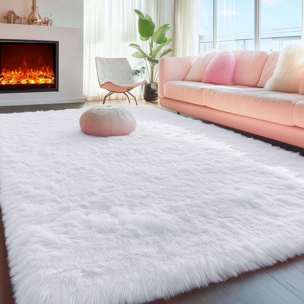 PAGISOFE Cute Furry Pastel Rug for Girls Bedroom, Soft Shag Rainbow Purple Tent Rugs for Livingroom, Kids Room, Playroom Nursery Home Decor, Plush Mermaid Kawaii Rug Fluffy Fuzzy Carpet 4x6 Area Rug