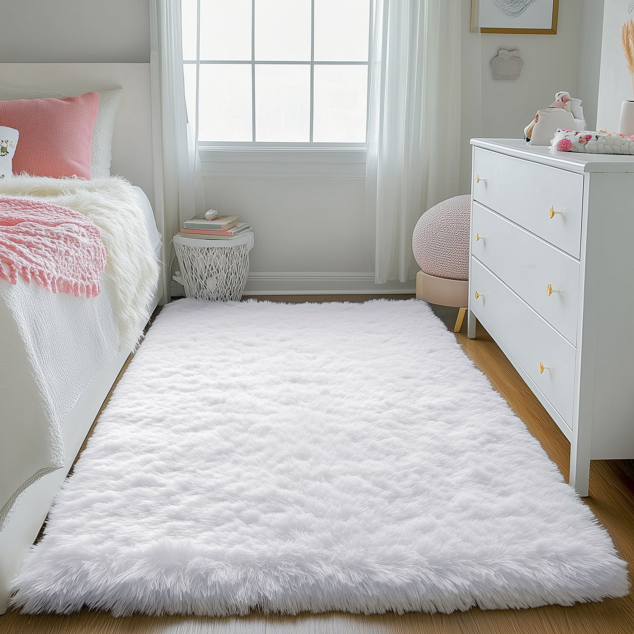 PAGISOFE Grey Fluffy Rugs for Bedroom 4x6 Area Rug Shag Rug for Kids Room Furry Carpet Modern Living Room Rug Soft Shaggy Boys Rug Fuzzy Throw Rugs for Home Decor Aesthetic, Dorm Nursery Gray
