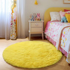 PAGISOFE Fluffy Kawaii Round Rug 4Ft for Girls Bedroom Decor, Purple Rainbow Mermaid Rugs for Kids Playroom, Teen Girl Room, Nursery, Dorm, Cute Furry Pastel Rug, Soft Plush Tent Carpet